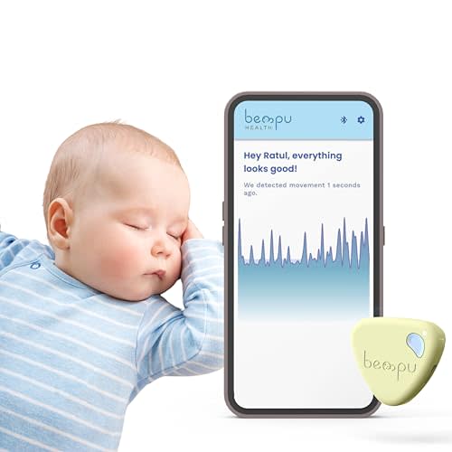 Bempu Bellybutton Smart Breathing Baby Monitor for Safer Sleep with Gentle Vibration, App Notifications, Easy to Clip, Portable, Medical-Grade Materials & Non-Bulky Design