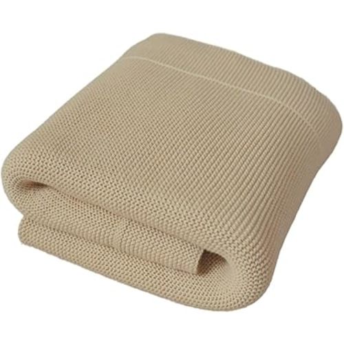 Knitted Organic Cotton Baby Blanket- Swaddle Blanket, 30" x 40" Soft Receiving Blanket for Newborn (Fog)