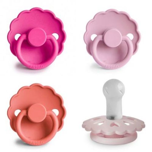 Frigg Silicone Pacifier 4-pack Rosy Romance 6-18 Months