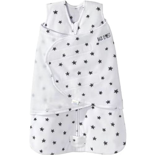HALO Micro Fleece Sleepsack Swaddle, 3-Way Adjustable Wearable Blanket, TOG 3.0, Mini Stars Charcoal, Small, 3-6 Months