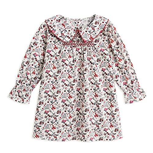 Simplee kids Baby Girl Smocked Dress Casual Long Sleeve Dresses Floral Print Sundress Princess Dress for Toddler