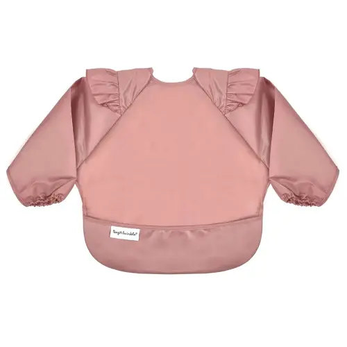 Tiny Twinkle Mess Proof Baby Bib,Waterproof Smock Baby Bib for Eating,Machine Washable Long Sleeve Bib,Baby Led Weaning,Toddler Bib,BLW Supplies(Taupe, Small 6-24 Months)
