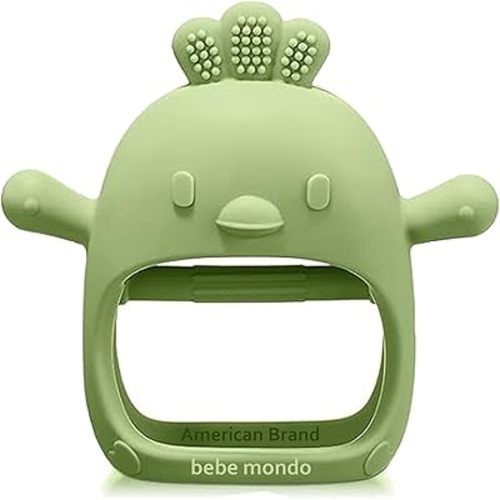 Infant Toys 0-6, Teething Toys 3-6 6-12 Months, Anti Drop Hand Teethers Baby Chew Toys for Teething Relief, Silicone Teether Pacifier Teething Mitten Newborn Toy 0 3 for Sucking Needs,BPA Free- Olive