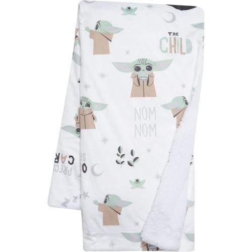 Lambs & Ivy Star Wars The Child/Baby Yoda/Grogu White Minky/Fleece Baby Blanket