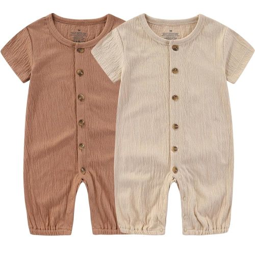 Baby Girl Romper Button Jumpsuit Summer Infant Boy Clothes for 0-24 Months