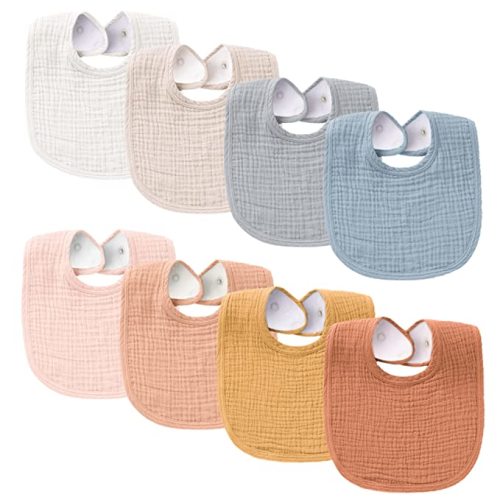 Konssy Muslin Baby Bibs 8 Pack Baby Bandana Drool Bibs Cotton for Unisex Boys Girls, 8 Solid Colors Set for Teething and Drooling : Baby