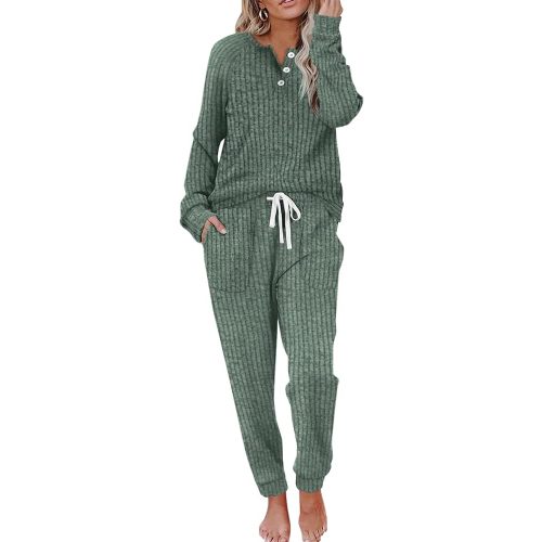 WIHOLL Two Piece Outfits for Women Lounge Sets Button Down Sweatshirt Sweatpants Sweatsuits Set with Pockets