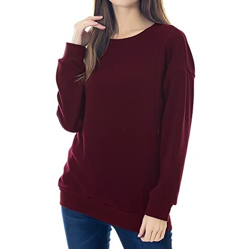 Smallshow Fleece Maternity Nursing Sweatshirt Long Sleeve Breastfeeding Tops