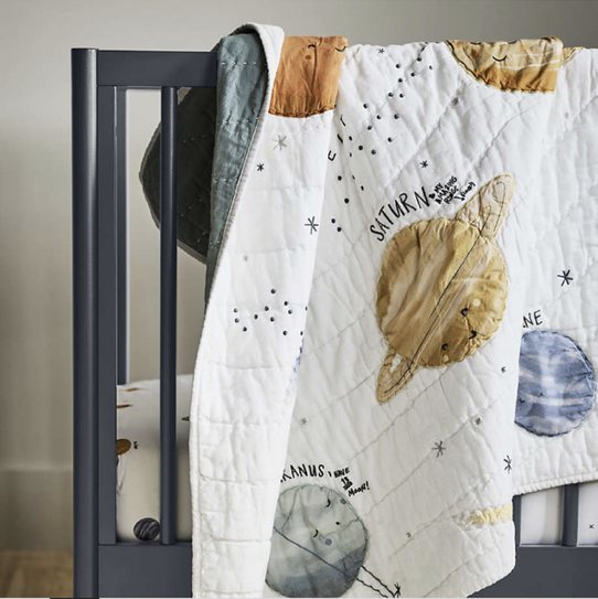 Outer Space 100% Organic Cotton Baby Crib Quilt
