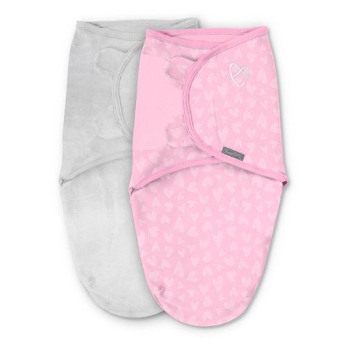 Swaddleme By Ingenuity Velboa Original Swaddle Wrap - 0-3 Months - Small-medium - 2pk - Pink Hearts