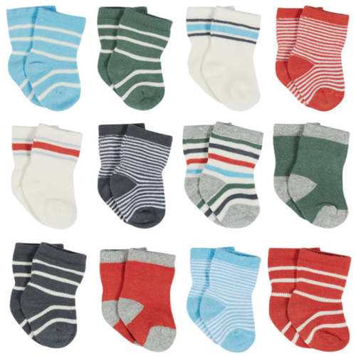 12-Pack Baby &amp; Toddler Boys Unbearably Cute Jersey Crew Wiggle Proof® Socks