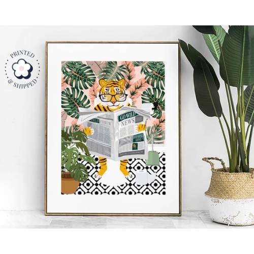 Tiger on Toilet Print Animal on Toilet Fun Bathroom Wall Art - Etsy