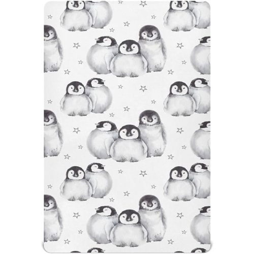 Cute Baby Penguins Fitted Crib Sheet for Boys Girls Baby Crib Sheet Crib Mattress Sheet Toddler Bed Sheets for Toddler Bed Mattress,52 X 28 in