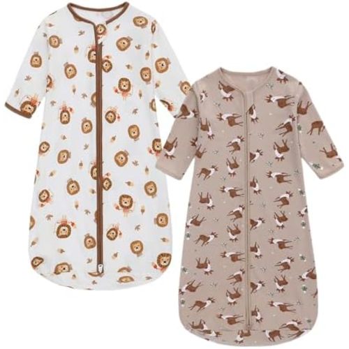 2PCS Baby Sleeping Bag, 100% Cotton Baby Wearable Blanket,Long Sleeve Sleeping Sack for Infant Toddler Kids 0-18Months