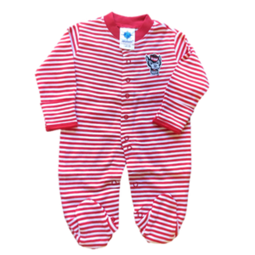 NC State Wolfpack Infant Red and White Striped Wolfhead Footed Romper – Red and White Shop