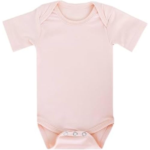 Copper Pearl Short Sleeve Bodysuit Baby: Ultra Soft Bodysuits for Newborns, Boys, Girls, and Infants - Stylish, Comfortable, Overlap Shoulders, Premium Knit Fabric - Blush, 3-6 Months