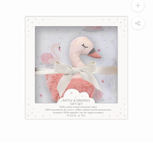 French Swan Blanket & Rattle Gift Set