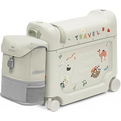 Stokke JetKids Travel Bundle, Sea Green - Includes BedBox Ride-On Suitcase & Backpack - Best for Kids 2-7 Years Old (Up to 77 lbs)