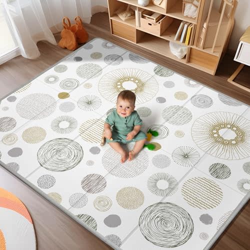 79x71 Baby Play Mat, Extra Large Baby Play Mat for Floor, Foldable Play Mats, Waterproof, Thick, Non-Toxic, Reversible Baby Floor Mat, Safe for for Babies, Infants and Toddlers, Indoor/Outdoor Use