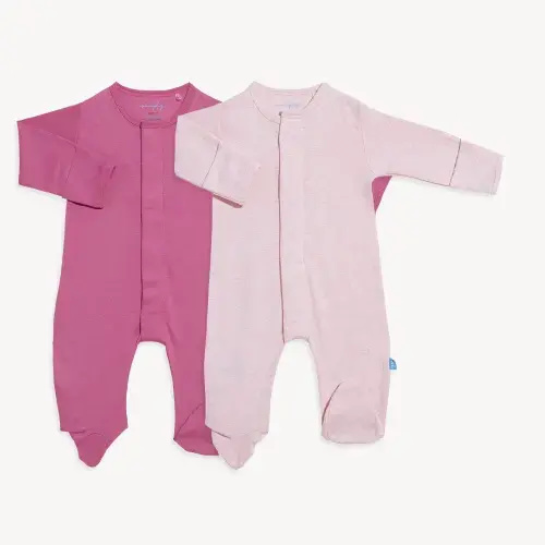 soft rose organic cotton magnetic footies | 2 set – Magnetic Me