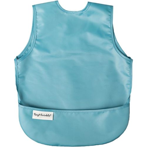Tiny Twinkle Mess Proof Baby Bib - Waterproof Toddler and Baby Apron Bib - Machine Washable - PFAS and BPA Free - Slate