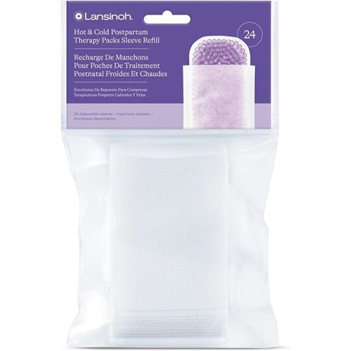Lansinoh Hot & Cold Postpartum Therapy Packs Disposable Sleeve Refill, 24 Count