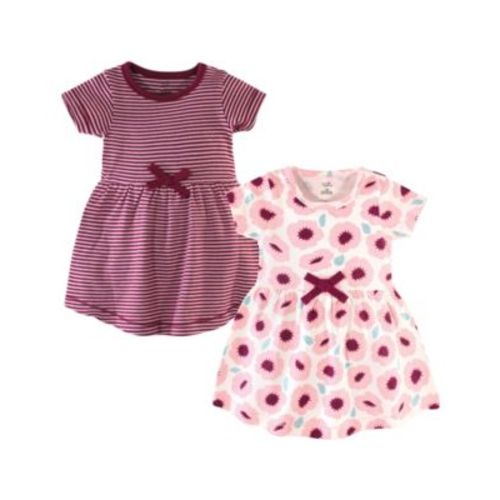 Baby Girls Baby Organic Cotton Short-Sleeve Dresses 2pk, Floral Dot