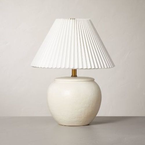 Distressed Ceramic Table Lamp Cream (includes Led Light Bulb) - Hearth & Hand™ With Magnolia: Etl Listed, No Assembly Required
