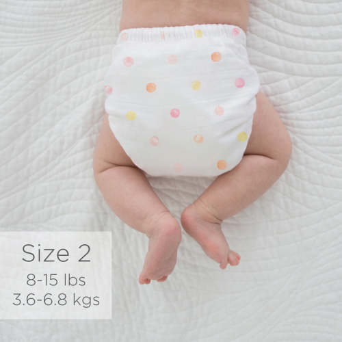 Amazing Baby SmartNappy Cotton Muslin Hybrid Reusable Cloth Diaper Cover + 1 Reusable Tri-Fold Insert + 1 Reusable Booster - Multi Mini Watercolor Dots, Pinks, Peach, Yellow