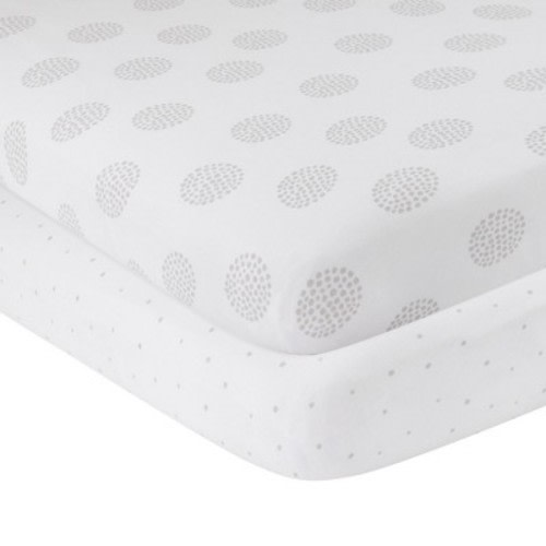 Ely's & Co. Baby Fitted Crib Sheet 100% Combed Jersey Cotton 2 Packs Gender Neutral, Color: Grey dottie