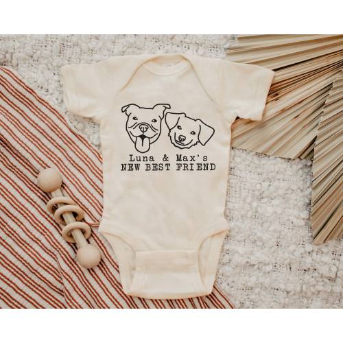 New Best Friend Onesie®, Protected By Dog Onesie®, Personalized Dog Name Onesie®, Dog Name Onesie®, Baby Shower Gift, Newborn Baby Gift