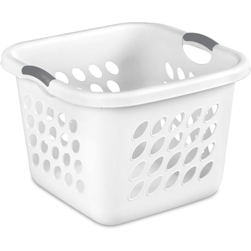 1.5 Storage Bushel Square Laundry Basket Plastic, Laundry Hamper White