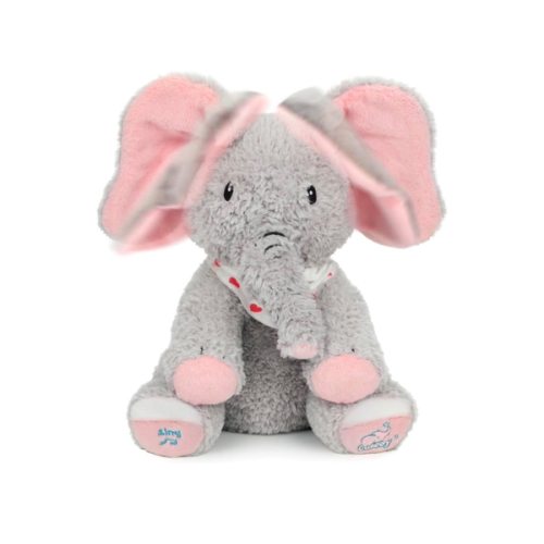Cuteoy Peek A Boo Elephant Interactive Plush Toy with Moving Ears Musical Singing Talking Stuffed Animal Adorable Electric Animate Christmas Birthday Gifts for Girls Boys