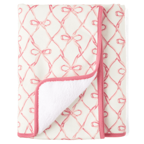 Baby Girls Bow Cozy Blanket - White