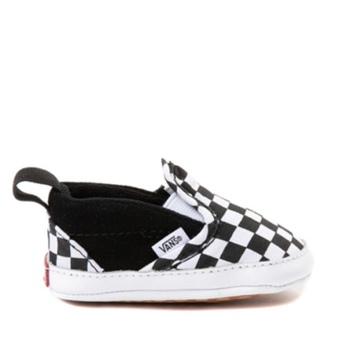 Vans Slip-On V Checkerboard Crib Shoe - Baby - Black / White | Journeys