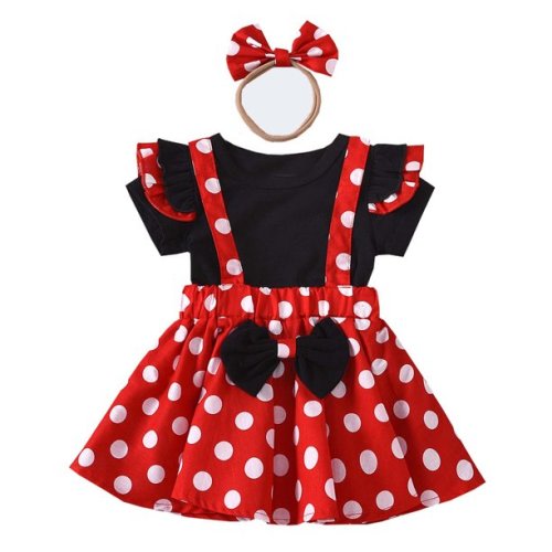 Odeerbi Clearance Girls Dresses Baby Girl Clothes Infant Toddler Dots Bow-knot Dress Headb 3pc Outfit Set