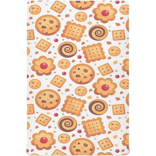 Baby Crib Sheet Chocolate Biscuit Cookies Crib Mattress for Boys and Girls Playard Sheet Soft Breathable Fitted Baby Mattress Cover 52x28in