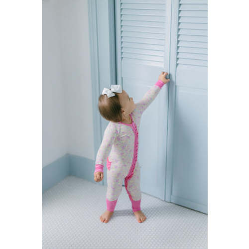 Pink and Yellow Watercolor Flowers Bamboo Romper I Poppy Kids Co