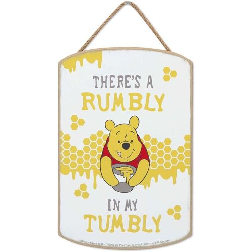 Disney Winnie the Pooh Rumbly in My Tumbly Hanging Wood Wall Décor - Adorable Winnie the Pooh for Kitchen or Kids' Bedroom
