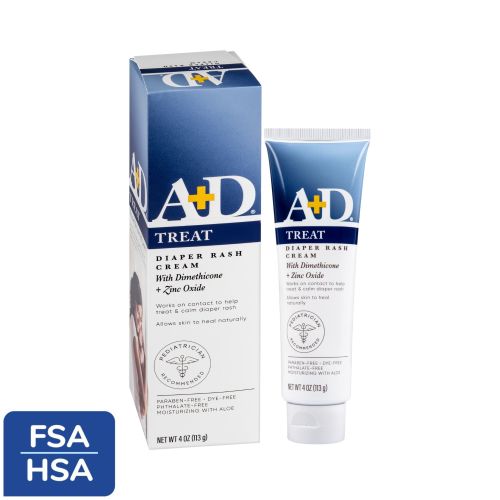 A+D Medicated Diaper Rash Cream with Zinc Oxide, Prevents & Soothes, 4oz