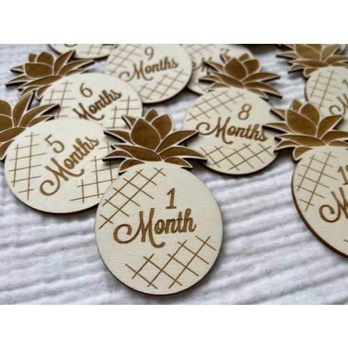 Pineapple Baby Milestone Markers: Wooden Photo Prop Discs