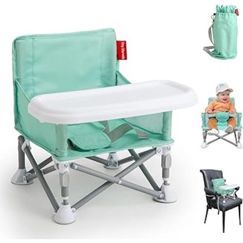 Portable 3-in-1 Baby Booster Seat – Cozy Floor Seat, Feeding Seat with Tray, Toddler Booster – Compact, Foldable, Safe with Child Safety Belt Carry Bag – Perfect for Travel & Family Time