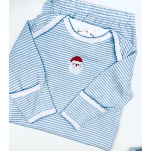 Baby Gown Blue Striped Gown Personalized. Brother Match Shirts Available. One Size 0-6 Months Name Added