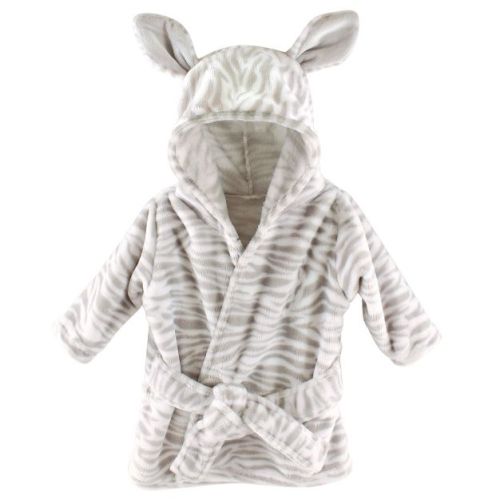 Hudson Baby Infant Plush Animal Face Bathrobe, Zebra, 0-9 Months