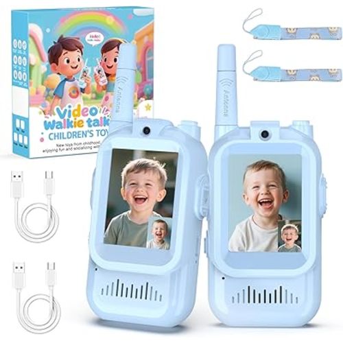 BlueFire Kids Walkie Talkies with Video – Screen Display Toy Radios with Voice Effects, One-on-One Pairing, Long Range – Birthday Toys Gifts for Boys & Girls Ages 3–12 (Blue)