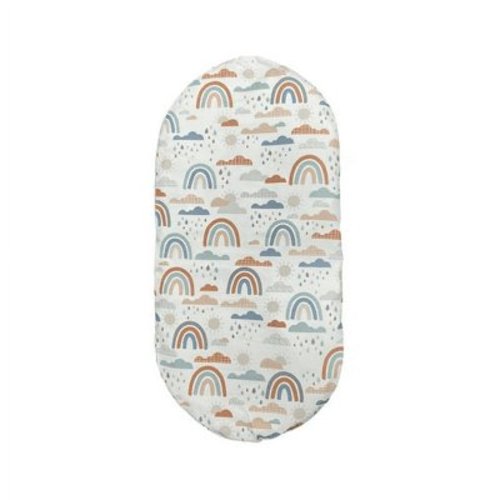 F-Price Replacement Sheet for Fisher-Price Soothing View Bassinet - GPN07 Replacement Bassinet Sheet Rainbow Showers, Peach, White. Blue