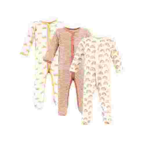 Hudson Baby Sleep and Play 3-Pack, Newborn-9 Months, 100% Cotton Infant Clothes