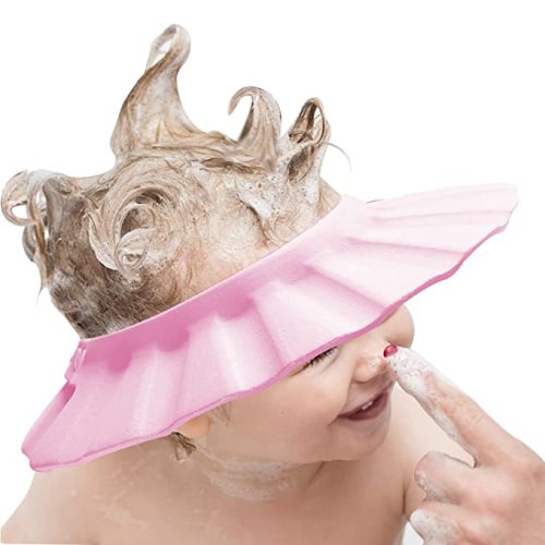 Baby Shower Cap Soft Adjustable Baby Bath Head Cap Visor for Washing Hair Shower Bathing Protection Bath Cap for Toddler, Kids, Children (Pink)