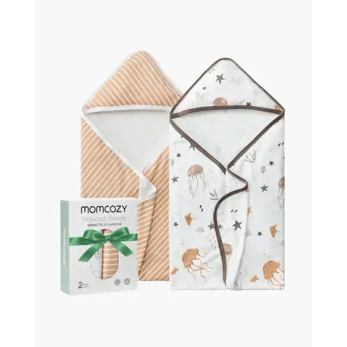 Momcozy Baby Hooded Towel for Newborn Shower - Ocean Whimsy