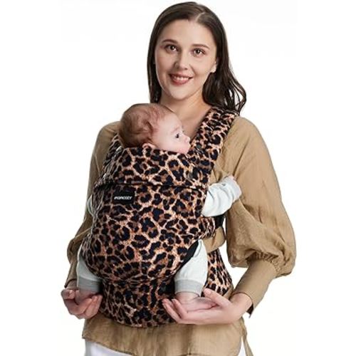 Momcozy Baby Carrier Newborn to Toddler - Ergonomic, Cozy and Lightweight Infant Carrier for 7-44lbs, Effortless to Put On, Ideal for Hands-Free Parenting, Enhanced Lumbar Support, Leopard